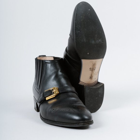 SOLD Gucci G Brogue Leather Ankle Boots - Picture 4 of 12